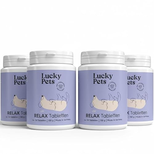 Lucky Pets NEU Beruhigungstabletten für Hunde 150 Stück – Mit L-Tryptophan, Baldrian und Hanfsaat – Bei Angst, Stress, Reisen und Silvester – Beruhigungsmittel für Hunde – Made in Germany