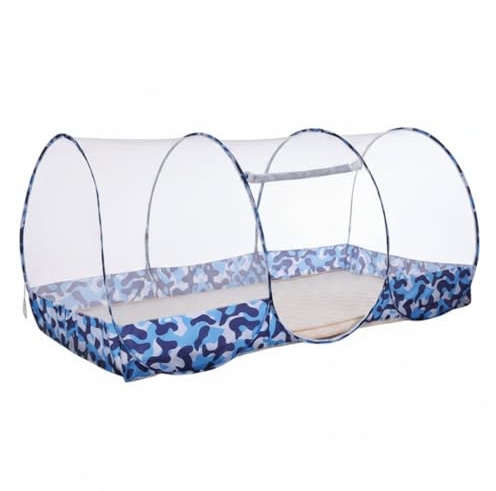 Elyebxj Mosquitera para Tienda de campaña, mosquitera para Cama, configuración instantánea, Fondo Completo, Azul Camuflaje, Altura de 35, 43 Pulgadas