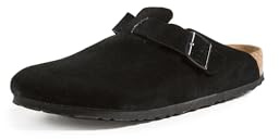 Birkenstock Unisex Boston Soft Footbed, Black Suede, 38 M EU