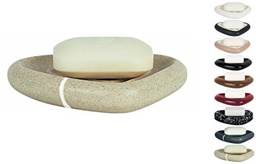 Spirella Seifenschale Steinoptik dekorative Badausstattung Seifenablage Etna Maße: 15 x 11 x 3 cm - Stein beige/Sand, Steinsand