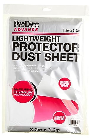 ProDec Advance Lightweight 3.2m x 3.2m Non-Woven Dust Sheet Dustproof and | Waterproof Ideal for Covering and Protecting Floors and Furniture from Spills and Splashes When Painting and Decorating