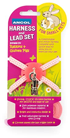 Ancol Rabbit Harness & lead set Pink Polka