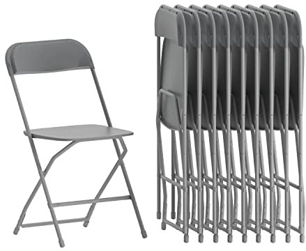 Flash Furniture Hercules Klappstuhl, Kunststoff, 295 kg Traglast, grau, 10 Stück
