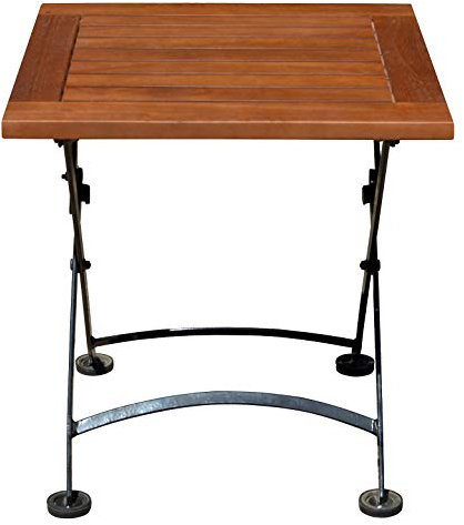 Spetebo Eukalyptus Gartentisch mit Metall Gestell - 45 cm - Garten Klapptisch Holz Bistrotisch Beistelltisch