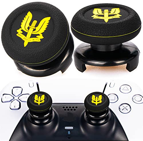 Playrealm FPS Thumbstick Extender & Printing Rubber Silicone Grip Cover 2 Sets for PS5 Dualsenese & PS4 Controller(SAS Who Dares Wins)