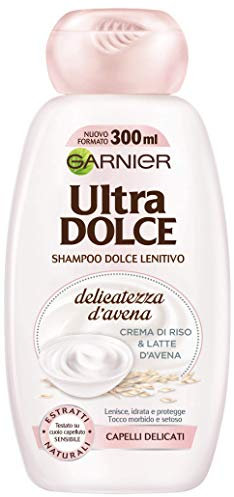 Garnier Ultra Dolce Shampoo Delicatezza d'Avena per Capelli Delicati con Crema di Riso e Latte d'Avena senza Parabeni, Confezione da 2 x 300 ml