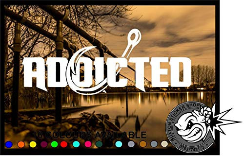 15cm! Klebe-Folie Wetterfest Addicted Fishing Angeln BO 2Stück T287 UV&Waschanlagenfest Auto-Aufkleber