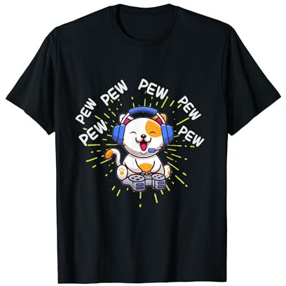 Pew Pew Gaming Cat Cat Video Game Gaming Console Gaming T-Shirt