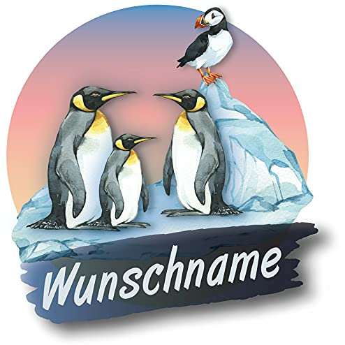 Samunshi® Pinguine Aufkleber mit Namen Autoaufkleber Namensaufkleber Kinder Namensetikett für Brotdosen Babyaufkleber Kinderaufkleber 10 x 10cm Pinguine