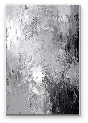 MWMG Acrylbilder Auf Leinwand Handgemalt, Moderne Abstrakte Schwarz Weiß Graue Textur Graffiti Artwork Handgemalte Ölgemälde Auf Leinwand Wandkunst Für Wohnzimmer Schlafzimmer Büro Wohnkultur,