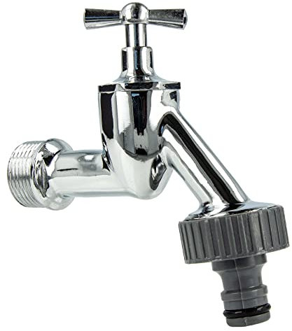 tecuro Auslaufventil 3/4 Zoll, Knebeloberteil, Steckkupplung - Messing hochglanzverchromt - 22754-P