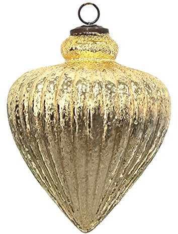 Clayre & Eef Weihnachtskugel XL Ø 17cm Goldfarbig Glas Weihnachtsdekoration