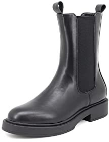 QUEEN HELENA Stivali Chelsea Casual Stivaletti con Tacco Basso Senza Chiusura a Punta Invernali Donna X27-148 (Nero, numeric_38)