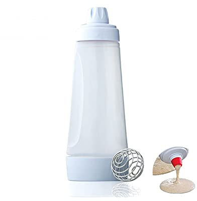 FUNGTN Bottiglia dispensatrice pastella per Pancake, Bottiglia miscelatrice pastella, dispensatore pastella Pancake, Miscelatore e dispensatore pastella per Pancake con blenderball per Biscotti Forno