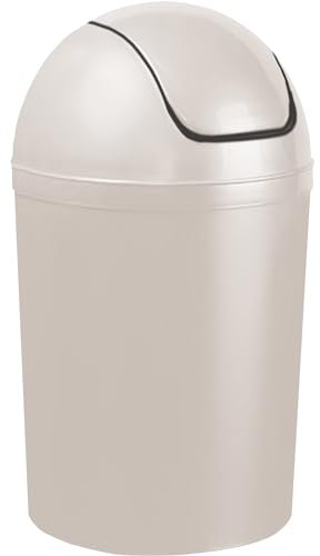 Home Centre Compact Plastic Swing Top Waste Bin 15 Litre White House Office Bathroom Lobby Dustbin Convenient Flap Top Cylindrical Shape Hygienic Waste Disposal Versatile Daily Usage