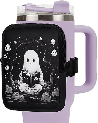 BYCHECAR Sacchetto della bottiglia di acqua della palestra di Halloween Ghost Tumbler Pouch Bag 20oz 30oz 40oz Sacchetto della tazza Stanley IceFlow Pocket Tumbler Accessori con cerniera