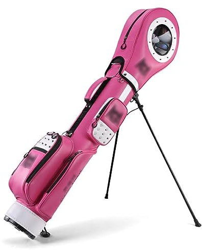 XIAOYUE Mode PU Wasserabweisende Golftasche für Damen, Golf Pencilbag mit Ständer, Pitch und Putt Golftasche, für bis zu 9 Schläger (Color : Pink)