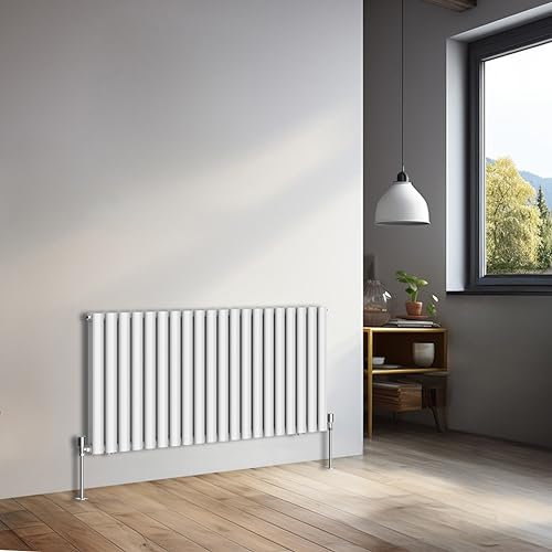 NRG 600x1180mm Horizontal Oval Double Panel Radiator Heater Column Radiator Central Heating Radiators Gloss White