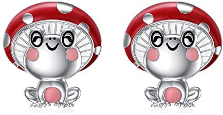 Shusukue Charming 925 Silber Frauen rot Pilz Frosch Salamander Tier Ohrringe, niedliche Tier Ohrringe für Mädchen, geheimnisvoll und schön Geburtstag Geschenk/Neujahr Geschenk