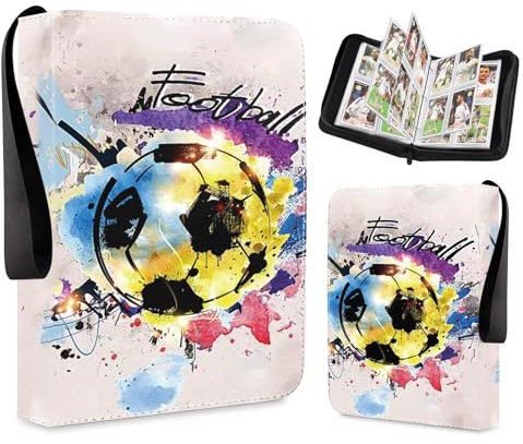 Sammelalbum für Fußball Karten Album,50 Seiten 400 Karten Kapazität Sammelkarten Album,Binder Sammelheft mit Reißverschluss,PU Tragbar Karten Halter,für Fussballfans World Cup