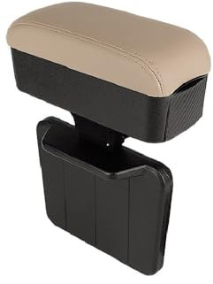 Qirc Car Armrest Box Protector Center Console Armrest Extender Elbow and Forearm Wrist Support Adjustable Height Comfort Pad Universal (Beige-with cup holders)