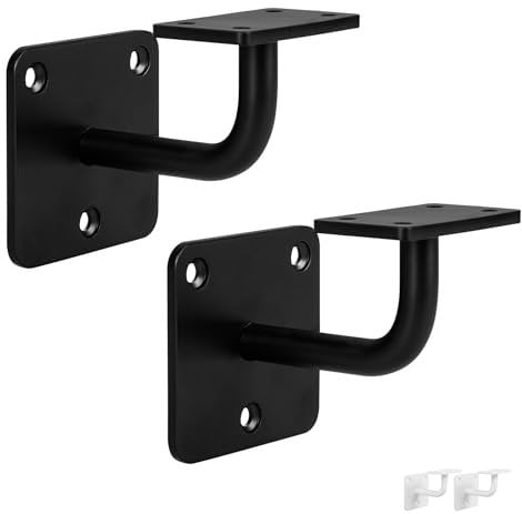 Natural Goods Berlin ROUND Handlaufhalter schwarz 2 Stück/moderne Geländerhalterung für innen & außen/stilvolle Halterung für Handlauf aus massivem Metall/Halter für Handlauf zur Wandmontage