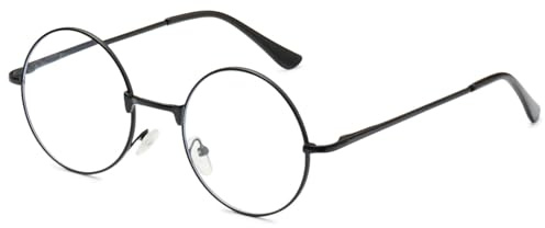 ABETOS Lesebrille Rund Metall Brille Herren Damen Federscharnier Retro Runde Rahmen Sehhilfe Lesehilfe +0,0, +1,0, +1,5, +2,0, +2,5, +3,0