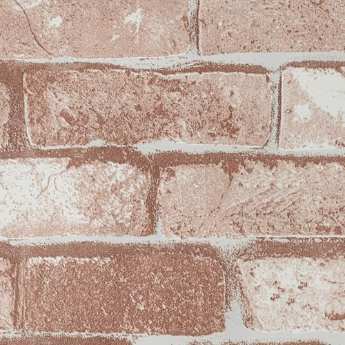 Beswitory 5Roll 3D Rustic Red Brick Effect Wallpaper Brick Pattern Anti-Fouling Texture Bookcase Vintage Slate Home Decoration Wall Paper for Adults Kids Bedroom Living Room Hallway Stairs Lounge