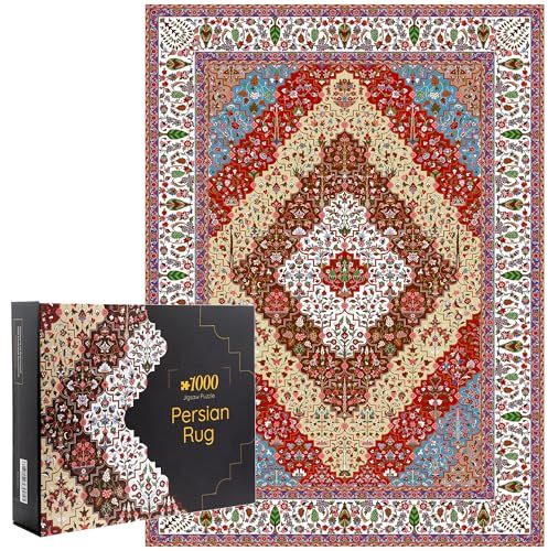 1000-Piece Persian Rug Jigsaw Puzzle by HOUM – Premium Quality 50cm x 70cm Puzzle with Colorful Symmetrical Design and Elegant Gift Packaging