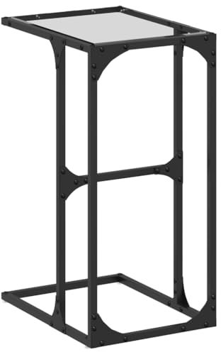vidaXL Beistelltisch mit Glasplatte, Sofatisch mit Stauraum, Couchtisch für Schlafzimmer Wohnzimmer, Nachttisch Teetisch, Transparent Stahl