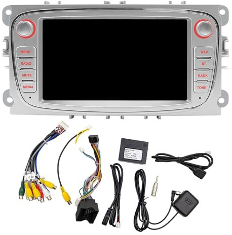 Car Stereo with GPS Navigation 7 Inch 60wx4 Screen Car Radio with Carplay Mirror Link Bluetooth Fm Radio for Ford Focus (Silver)