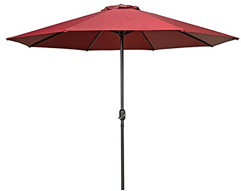 ASumPio Outdoor Table Umbrella Patio Umbrella with Adjustable Hand Crank, 9Ft Outdoor umbrellas for Garden Deck Backyard Pool, Red/Green (Red)