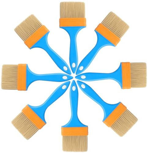 Roellgs paint brushes, 8pcs 3 inch flat paint brushes for walls, ceilings, wood, metal, glue and home DIY
