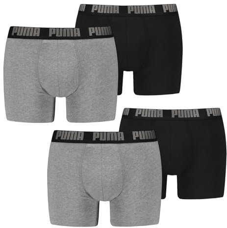 PUMA Herren Boxer Boxershorts Shorts Unterhosen Comfort Stretch 4er Pack, Wäschegröße:2XL, Artikel:-003 Grey Melange/Black