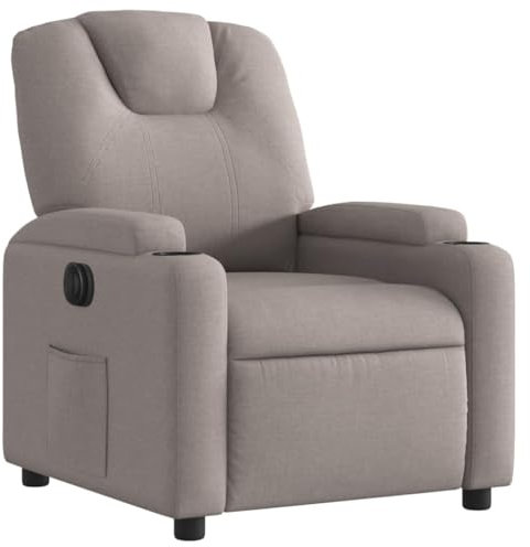KOIECETA Relaxsessel Sessel mit Liegefunktion Elektrisch Fernsehsessel Liegesessel für Wohnzimmer Ruhesessel Polstersessel Taupe Stoff
