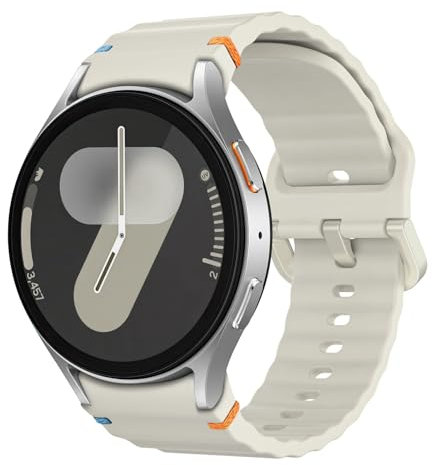 MoKo Sport Strap Compatible with Samsung Galaxy Watch 7 FE 6 5 4 Strap 40mm 44mm/Watch 6 Classic 43mm 47mm/4 Classic 42mm 46mm/5 Pro 45mm, No Gap Soft Silicone Band for Women Men, Starlight