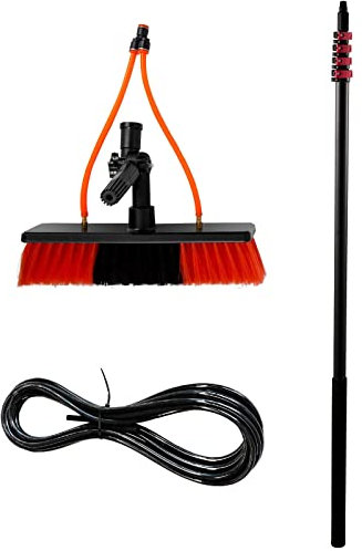GAAHRQQQ Water?Fed?Pole?Kit Solar Photovoltaic Panel Car Trucks 20m/65.6ft Hose Rotating Cleaning Brush Adjustable Window Glass Cleaning Pole 2 Water Pores,6m/20ft
