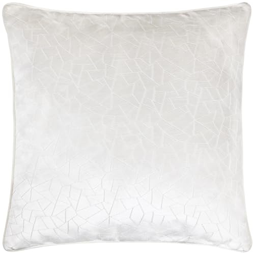 furn. Hoem Malans Cut Velvet Piped Cushion – Luxury Velvet Textured Design Soft Plain Reverse Feather Filled (Milk – 45 x 45 cm)