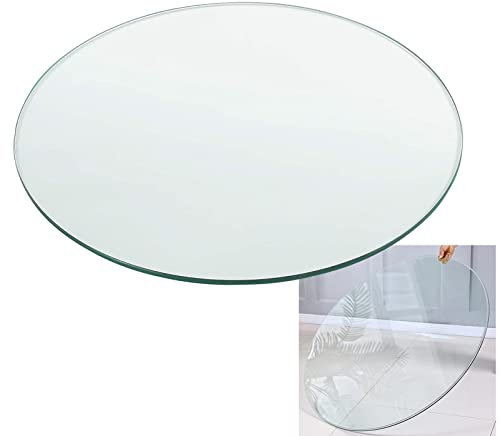 Table basse ronde en verre trempé robuste de 100 cm, facile à nettoyer et résistante à l'usure