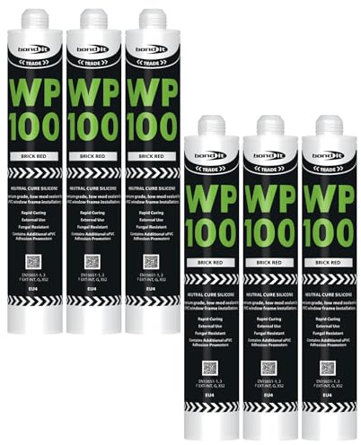 Bond It WP100 EU4 Premium Neutral Cure Oxime Silicone Sealant – 6x Brick Red, 380ml | High-Performance Silicone – Mould-Resistant – Permanently Flexible | Sealant for Building & Construction Joints