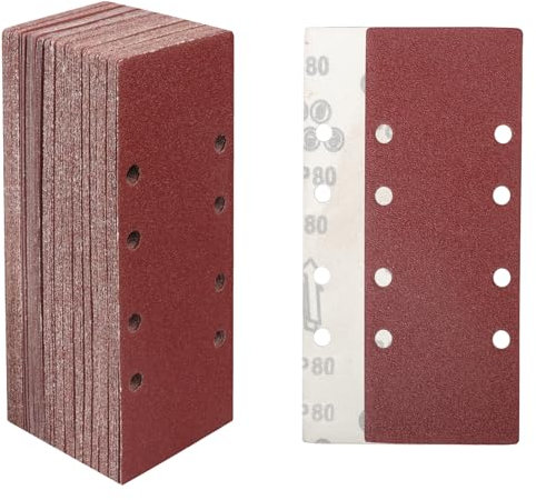 STEBRUAM Lot 30 Feuilles Abrasives 93 x 230 mm Ponçage Papier Grain 80,pour Ponceuse Orbitales Idéale pour Poncer/Polir/Bois et peinture