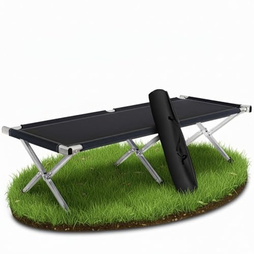 Kronenburg Feldbett XL, Campingbett 190 x 64 x 42 cm in Schwarz