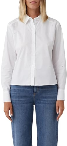 Comma Verkürzte Popeline-Bluse mit Strassapplikation