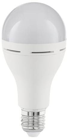 Eglo Bombilla LED E27 con luz de emergencia, recargable, sin electricidad, lámpara de emergencia, funciona con pilas, con gancho, para apagón y camping, 3000 K, blanco cálido
