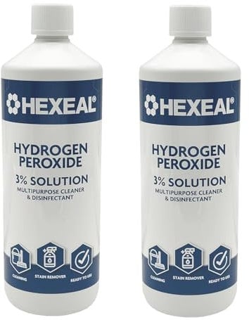 Hexeal Hydrogen Peroxide 2L – 2 x 1L Bottles of 3% Hydrogen Peroxide – Multipurpose Cleaner, Disinfectant and Stain Remover