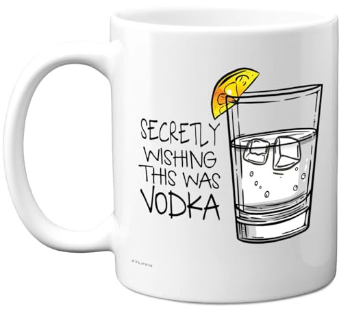 Funny Mug for Men Women - Secretly Wishing This was Vodka - Funny Birthday Mugs Present Gifts for Friend Family Colleague, 11oz Ceramic Coffee Humour Joke Banter Cup