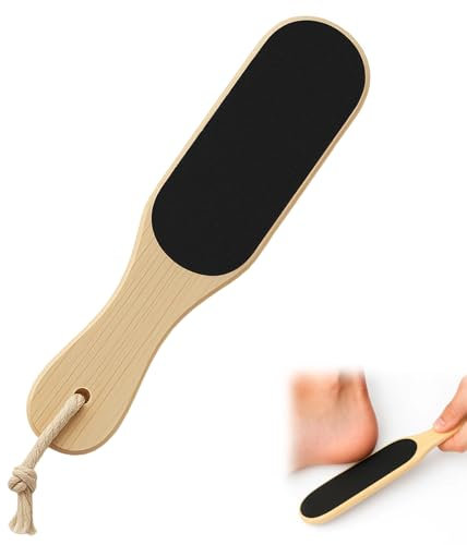 Huybaa Lima de Pies de Madera Natural, Lima Profesional para Pedicura y Eliminar Callos - Doble Cara para Piel Seca y Durezas, 24 cm