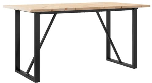 Eleganz Esstisch O-Gestell 140x80x75,5 cm Massivholz Kiefer & Stahl - Natürlicher Wohnzimmertisch für Familien und Gastfreundschaft