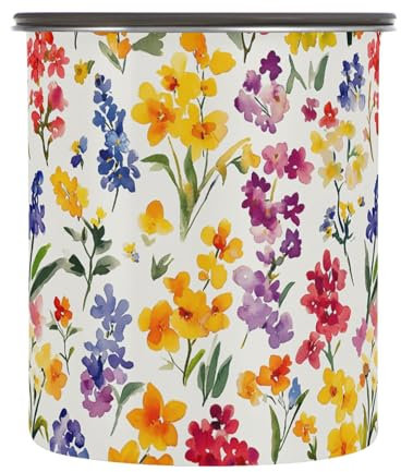 Florals Hyacinths Begonia White Food Containers with Lids Stainless Steel Jar Seal Container Stackable Push Button Kitchen And Pantry Organization 500ML