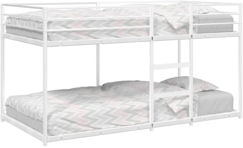 HaoChrymec Etagenbett aus Stahl, Mit Leiter und Rausfallschutz, Für Kinder & Erwachsene, hochbett Kinder, etagenbett 2 kinders, Weiß, 80x200 cm